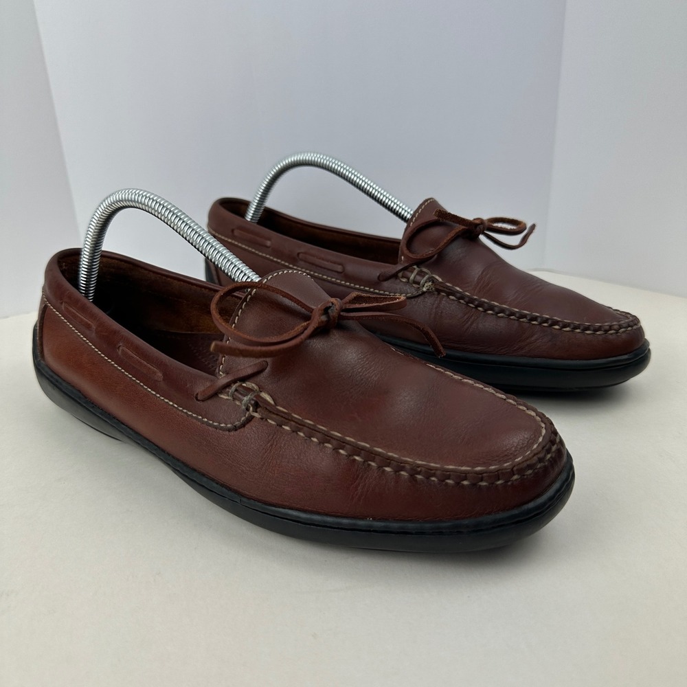 Cole Haan Mens Brown Leather Loafers Driving Mocs Slip On Shoes Size 10M Classic